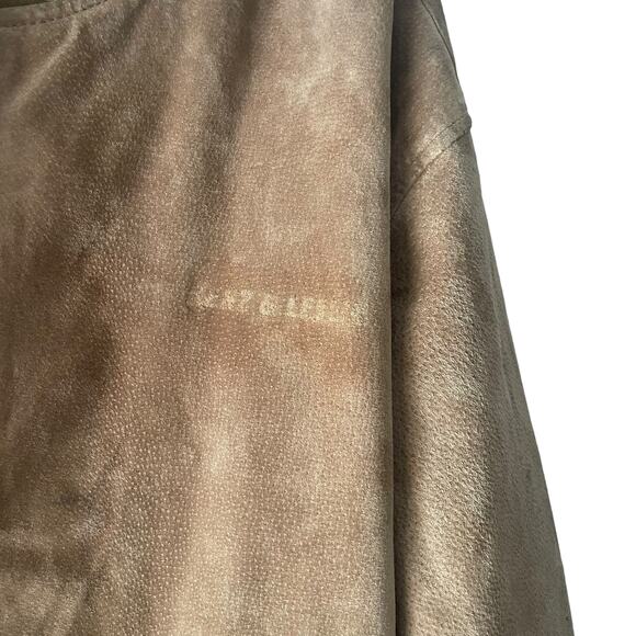 Identity Vintage 90s Men's Size Large Tan Leather Bomber Coat Jacket - Picture 4 of 12